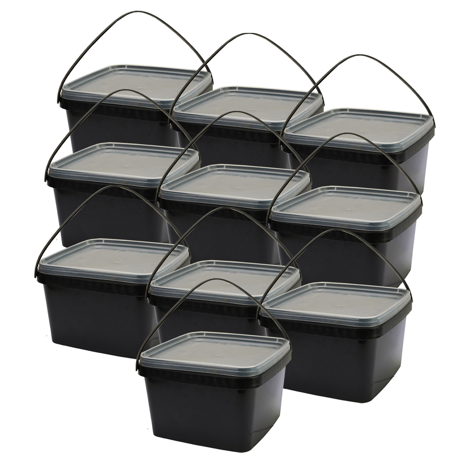 Eurocatch Emmer - Zwart met transparante deksel - Hersluitbaar - 10x - 2,5L